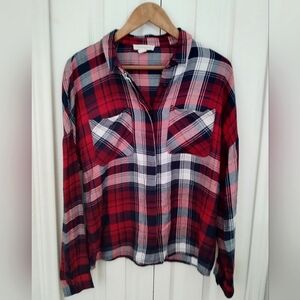 Red, White and Blue Flannel Shirt